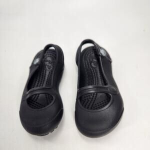 Crocs Baby Girl Size 4 Black Mary Jane Ballet Shoes